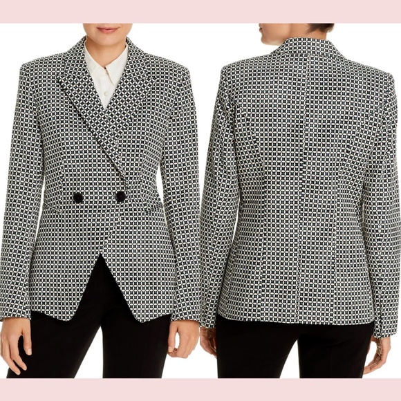 NWT $498 ELIE TAHARI‎ [ 12 ] Jezebel Printed Double-Breasted Blazer Jacket - Picture 1 of 16
